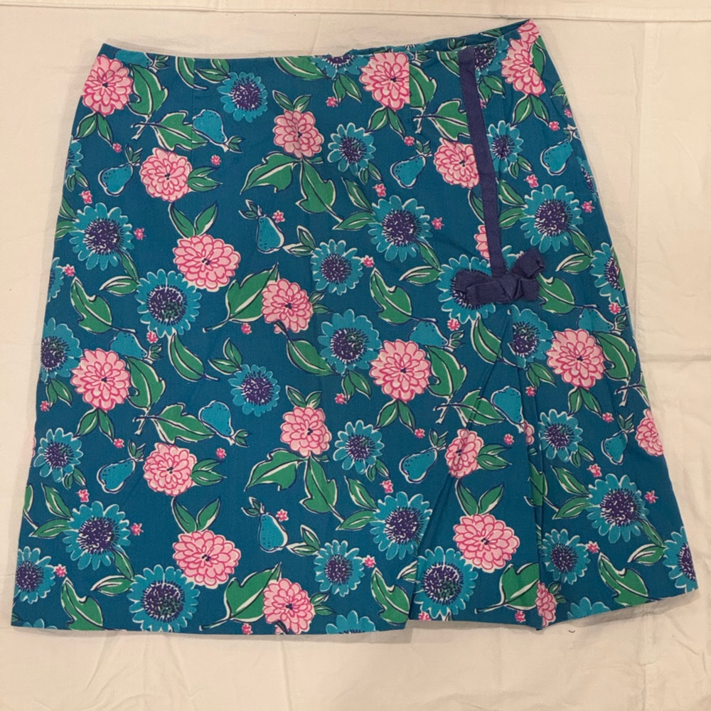 Vintage Kids Lilly Pulitzer Blue and Pink Floral Skirt